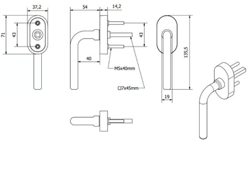 GAUDIUM MG3373 - DK bronze window handle by Fama International - view 3